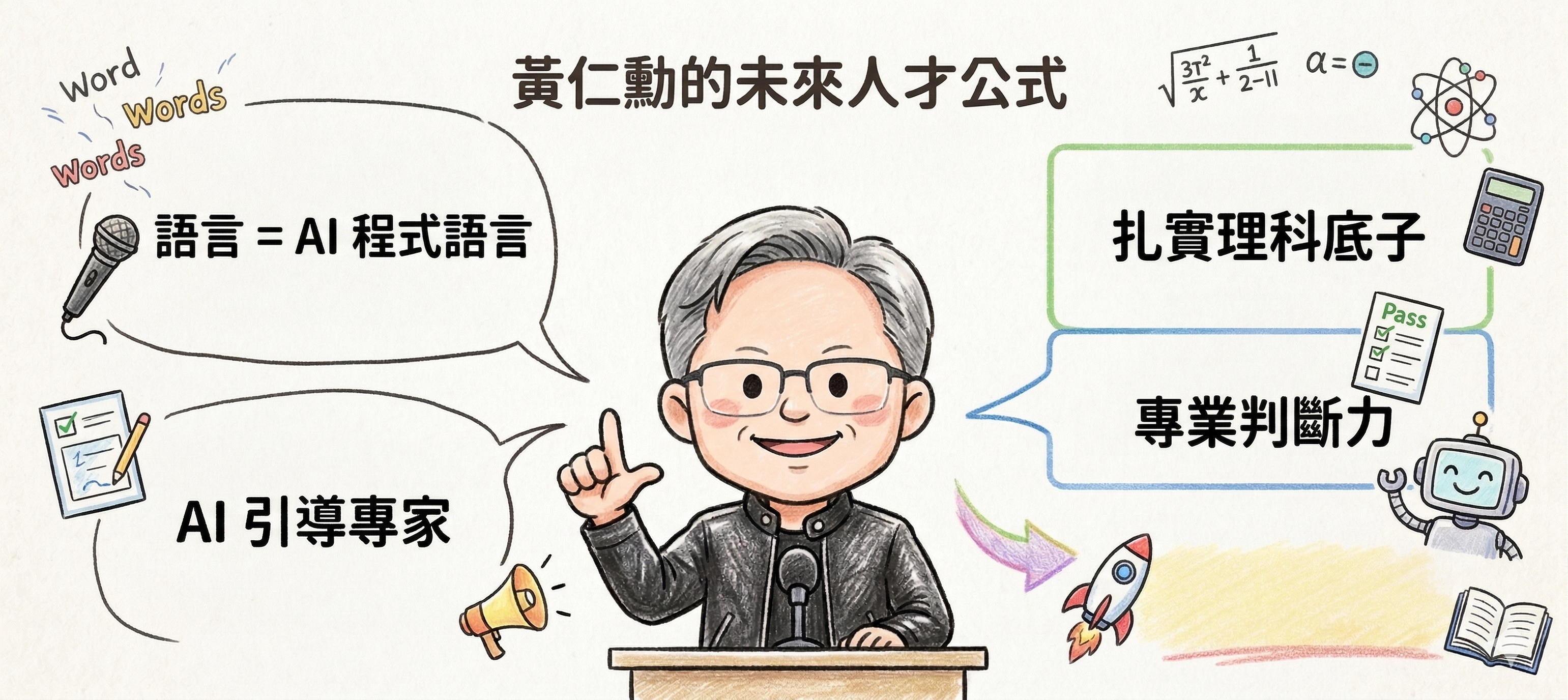 除了要熟悉AI應用,語言能力也是未來的關鍵! by 黃仁勳🌠